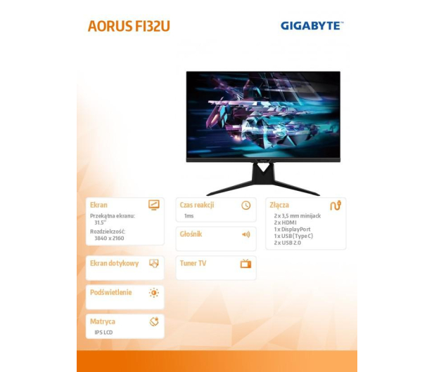 GIGABYTE 31.5'' AORUS FI32U Czarny - 653503 - zdjęcie 10